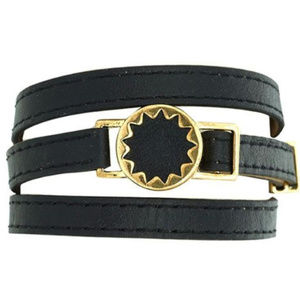 House Of Harlow 1960 Black Leather Wrap Bracelet